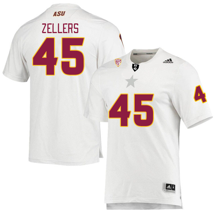 Men #45 Slater Zellers Arizona State Sun Devils College Football Jerseys Stitched Sale-White - Click Image to Close